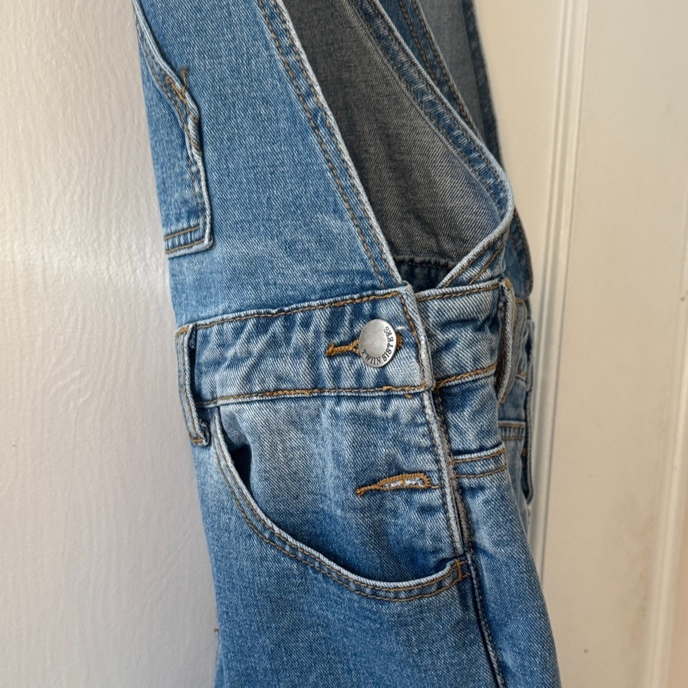 Twin Sisters Casual Blue Denim Distressed Overalls with Size L - Picture 12 of 16